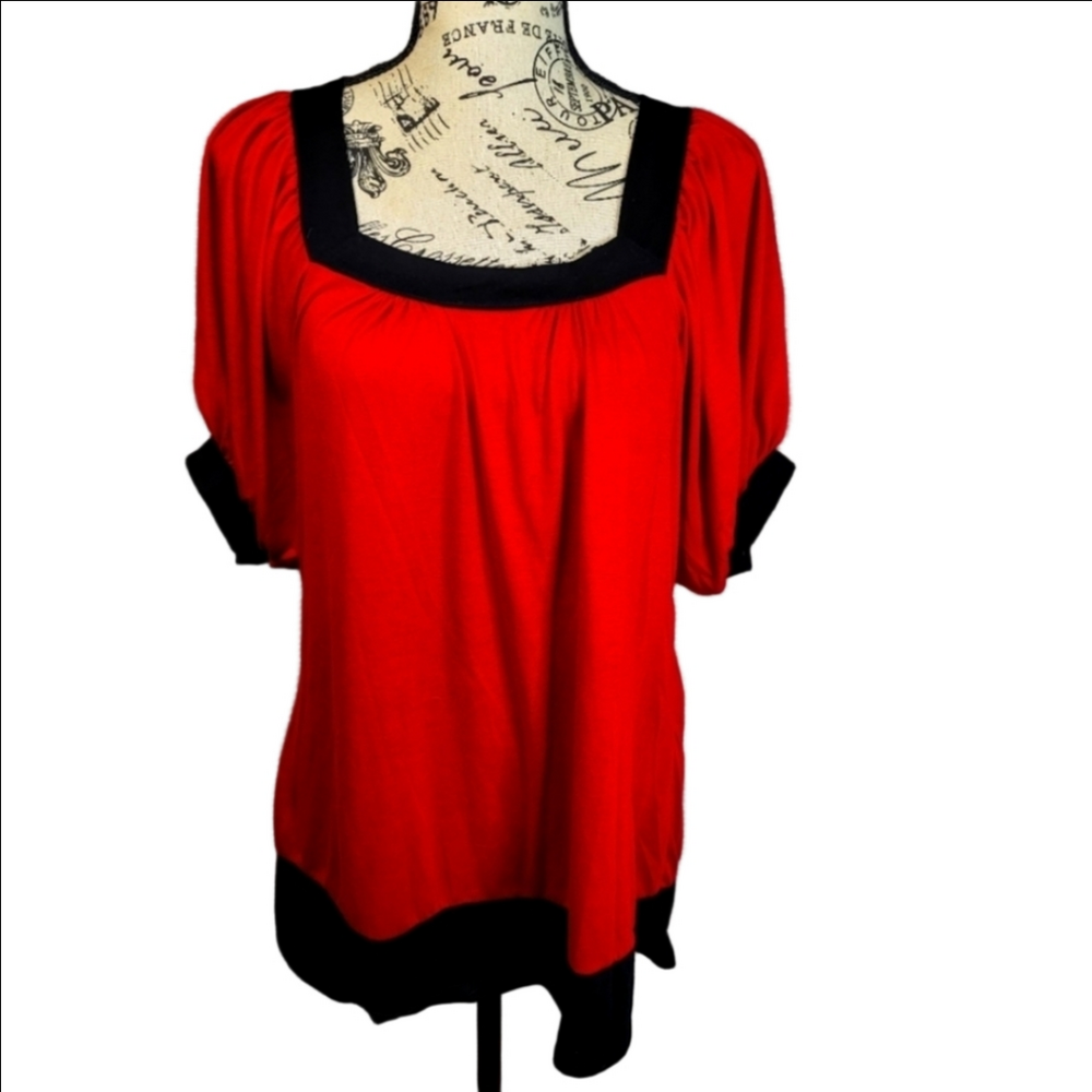 Rue21 Red and Black Blouse Large